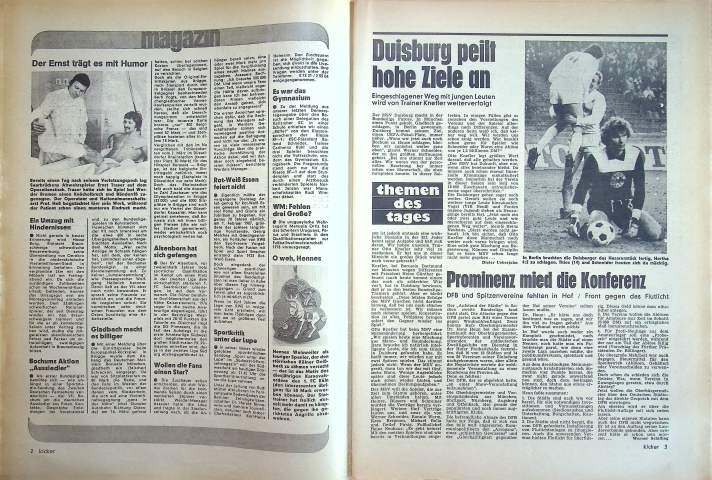 Inhaltsverzeichnis Kicker 11/1977