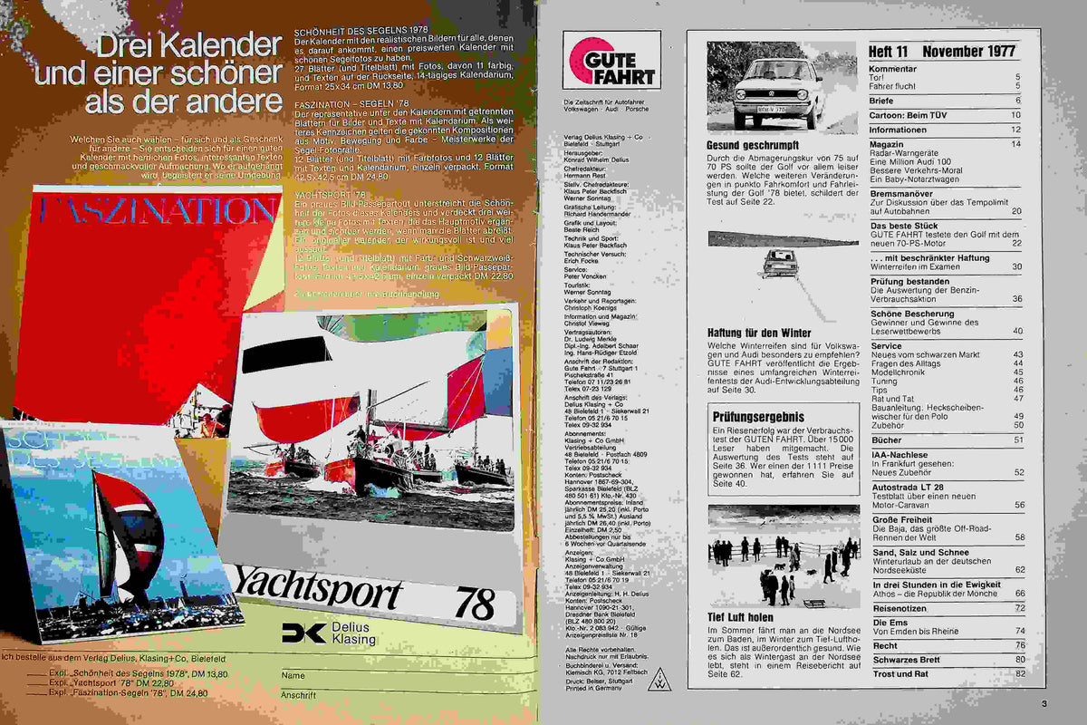 Inhaltsverzeichnis Gute Fahrt 11/1977