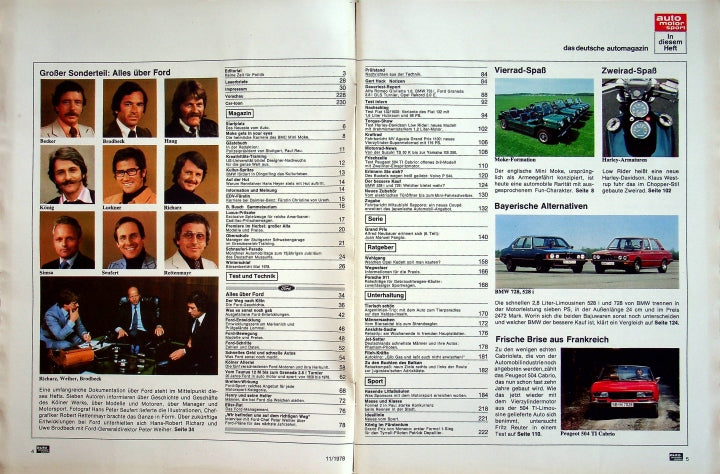 Inhaltsverzeichnis Auto Motor und Sport 11/1978