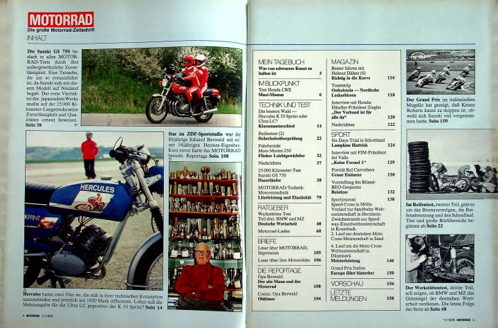 Inhaltsverzeichnis Motorrad 11/1978