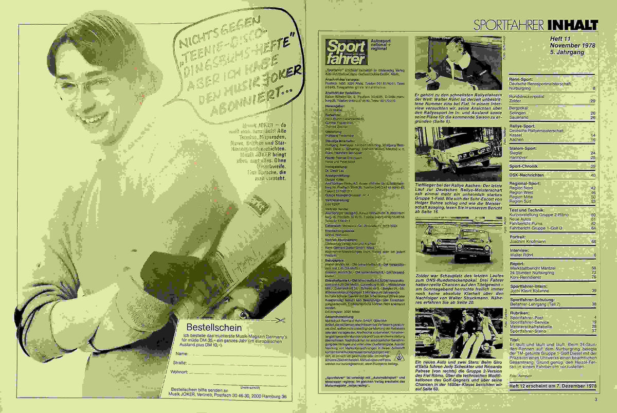 Inhaltsverzeichnis Sport Fahrer 11/1978