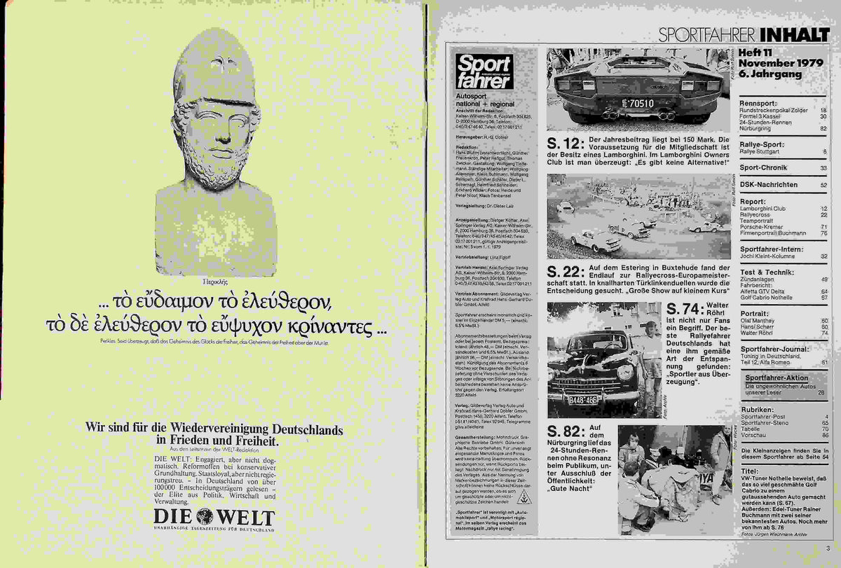Inhaltsverzeichnis Sport Fahrer 11/1979