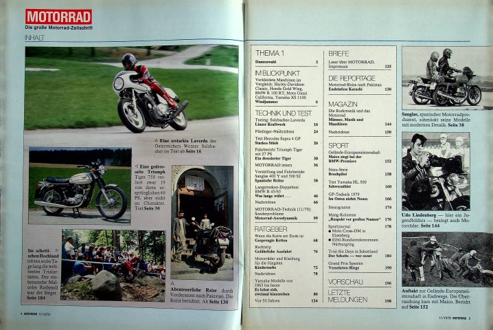 Inhaltsverzeichnis Motorrad 11/1979