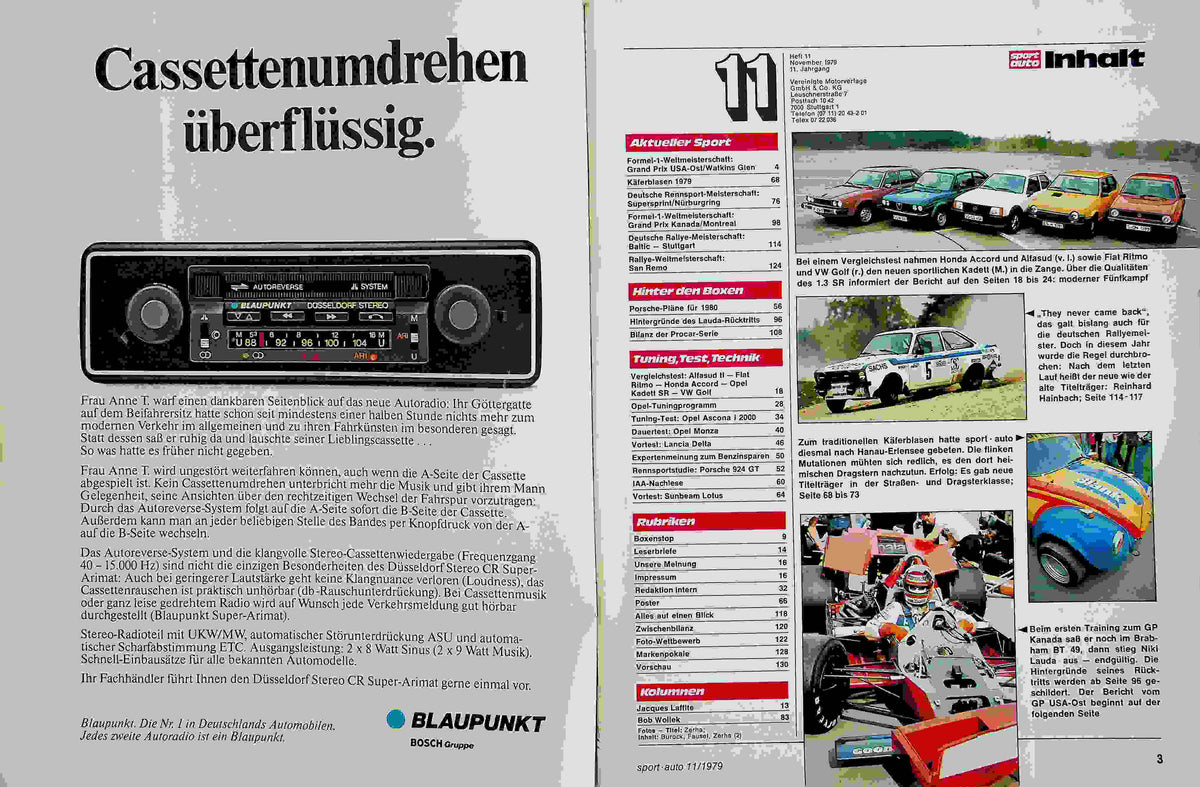 Inhaltsverzeichnis Sport Auto 11/1979