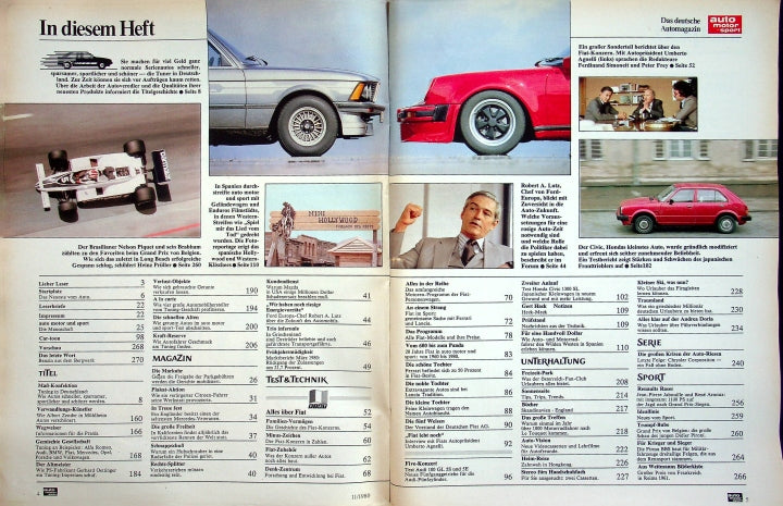 Inhaltsverzeichnis Auto Motor und Sport 11/1980