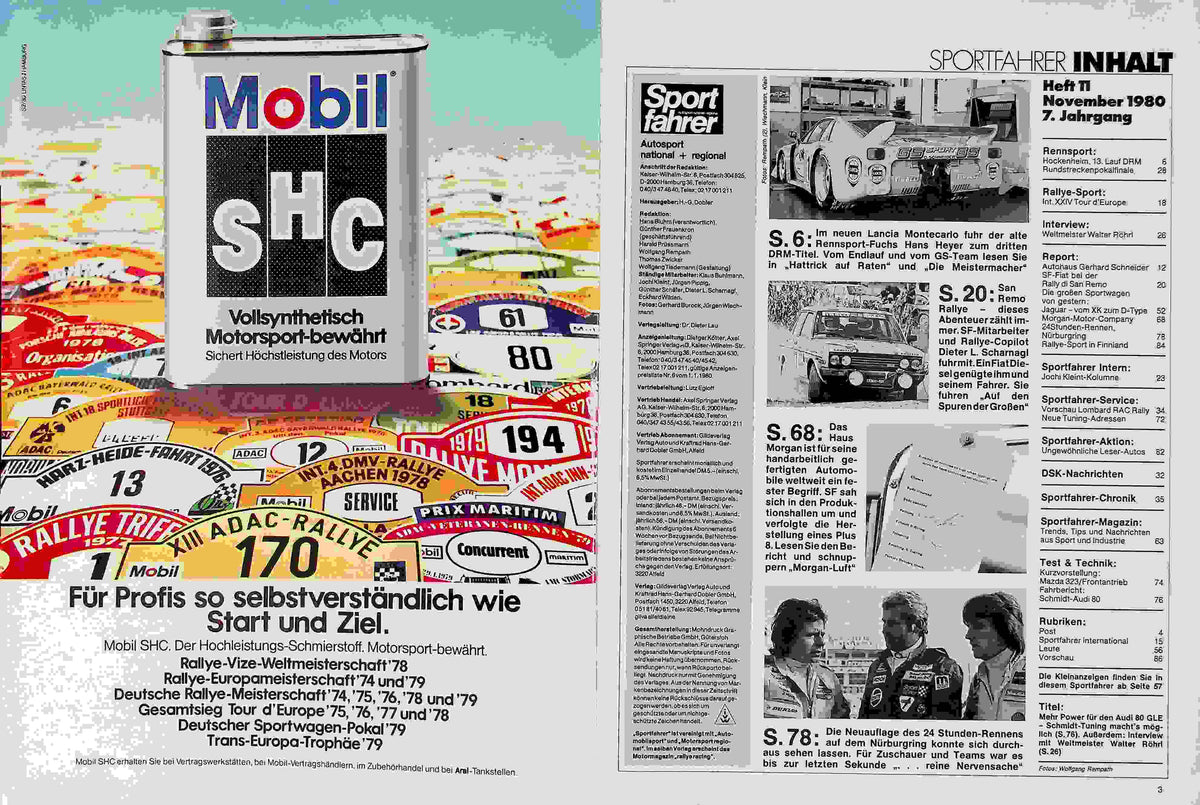 Inhaltsverzeichnis Sport Fahrer 11/1980