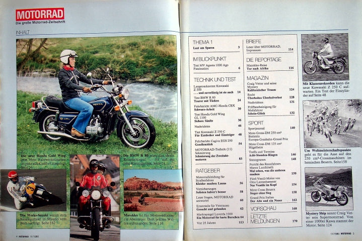 Inhaltsverzeichnis Motorrad 11/1980