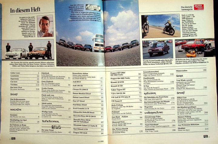 Inhaltsverzeichnis Auto Motor und Sport 11/1981