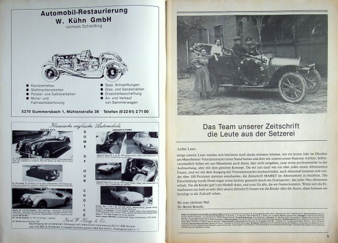 Inhaltsverzeichnis Oldtimer Markt 11/1981