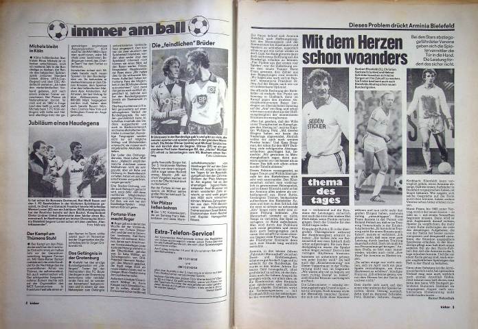 Inhaltsverzeichnis Kicker 11/1981