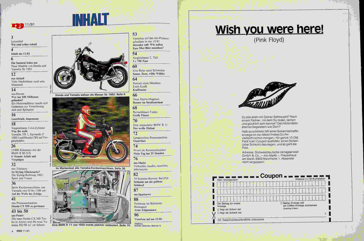 Inhaltsverzeichnis MO Magazin 11/1981