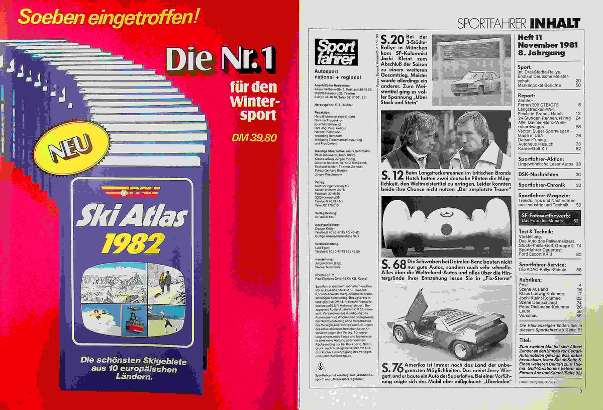 Inhaltsverzeichnis Sport Fahrer 11/1981