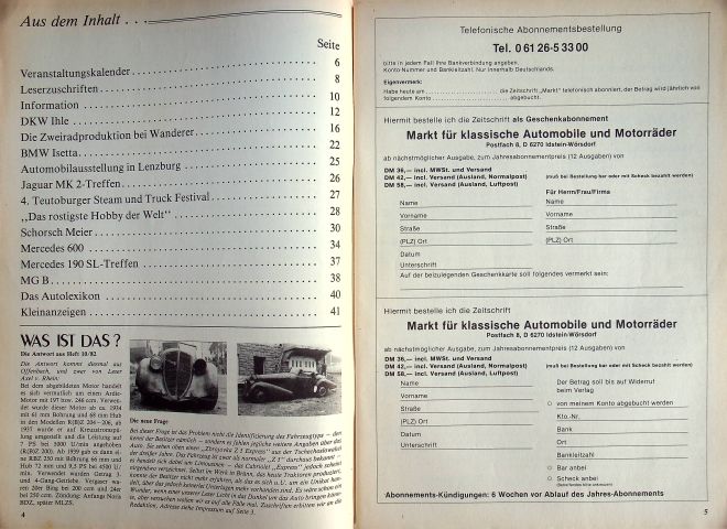 Inhaltsverzeichnis Oldtimer Markt 11/1982