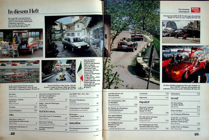 Inhaltsverzeichnis Auto Motor und Sport 11/1983