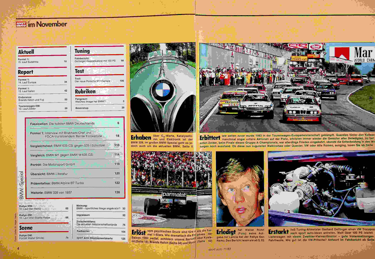 Inhaltsverzeichnis Sport Auto 11/1983