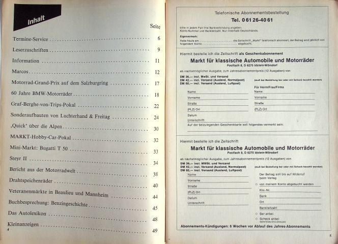 Inhaltsverzeichnis Oldtimer Markt 11/1983