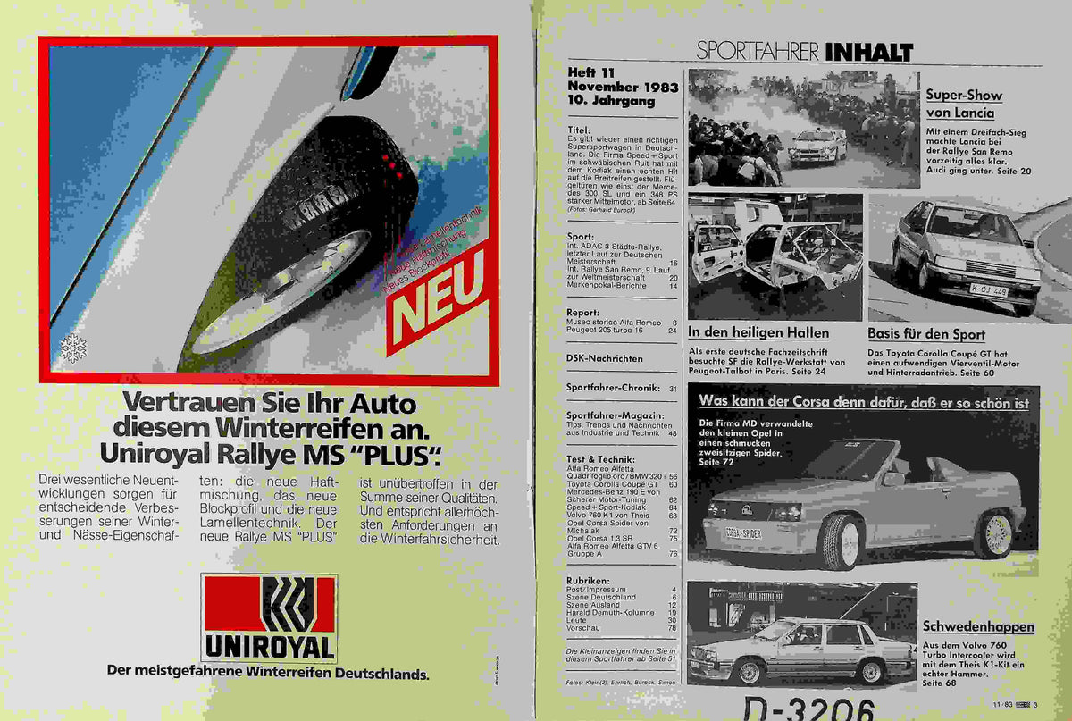 Inhaltsverzeichnis Sport Fahrer 11/1983