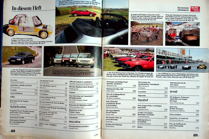 Inhaltsverzeichnis Auto Motor und Sport 11/1984