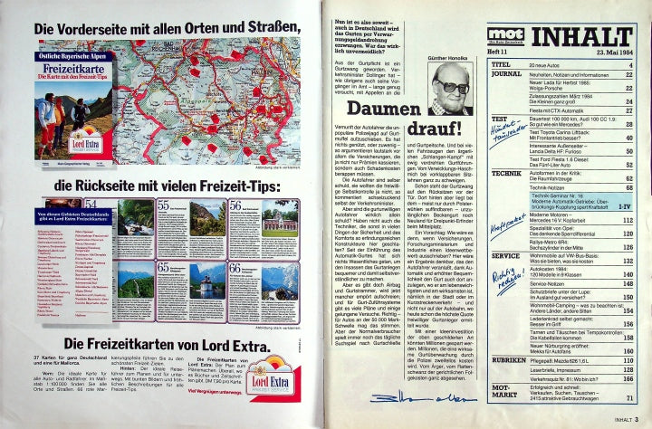 Inhaltsverzeichnis MOT 11/1984