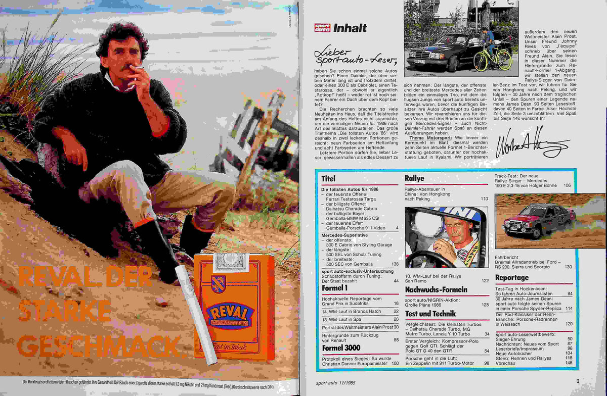 Inhaltsverzeichnis Sport Auto 11/1985