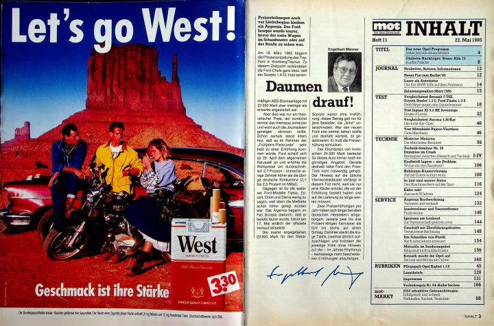Inhaltsverzeichnis MOT 11/1985