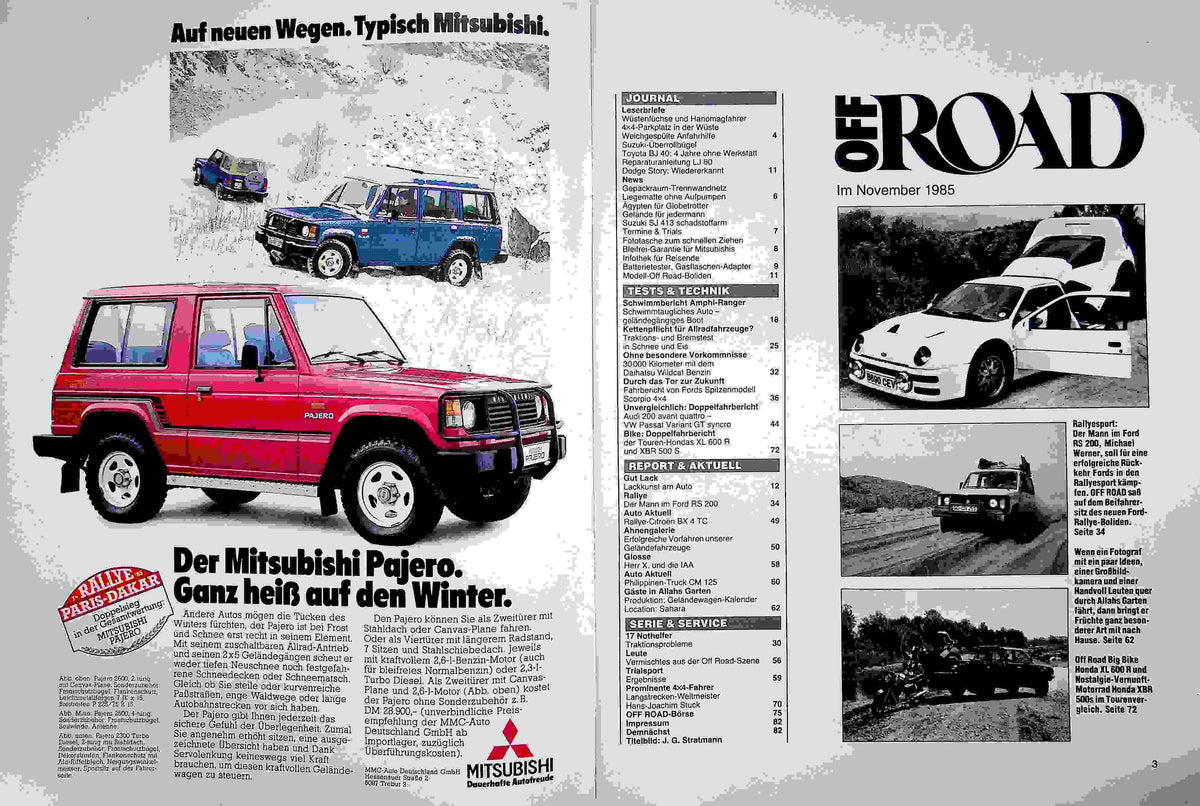 Inhaltsverzeichnis Offroad 11/1985
