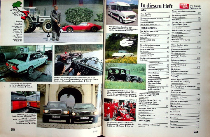 Inhaltsverzeichnis Auto Motor und Sport 11/1986