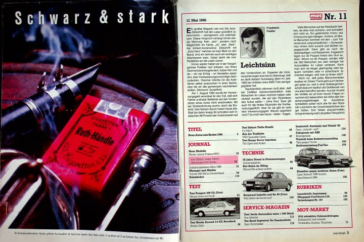 Inhaltsverzeichnis MOT 11/1986