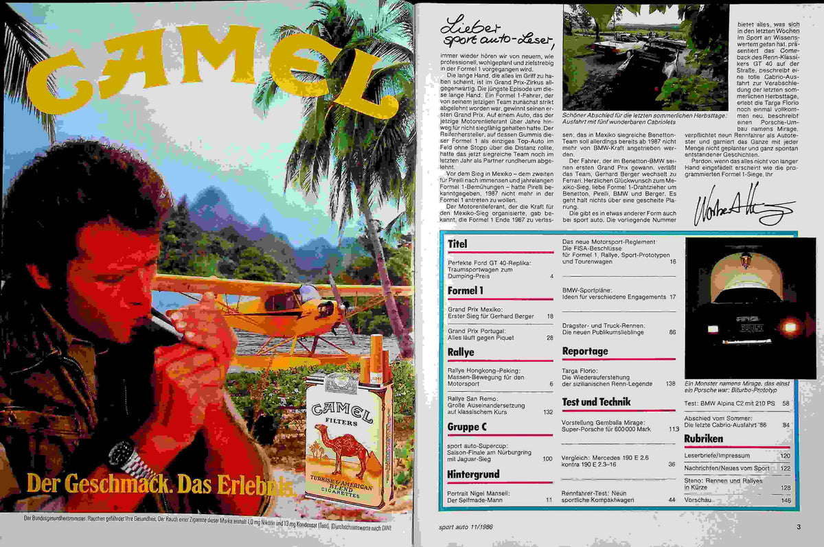 Inhaltsverzeichnis Sport Auto 11/1986
