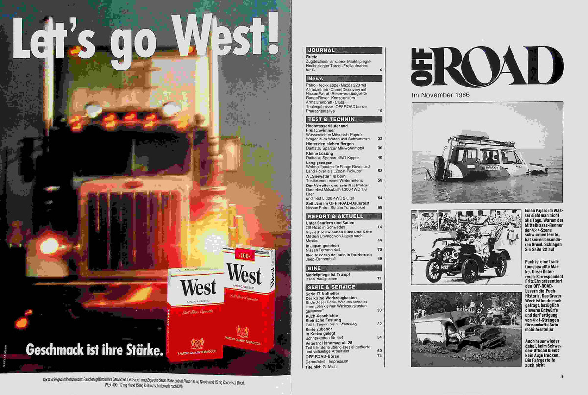 Inhaltsverzeichnis Offroad 11/1986