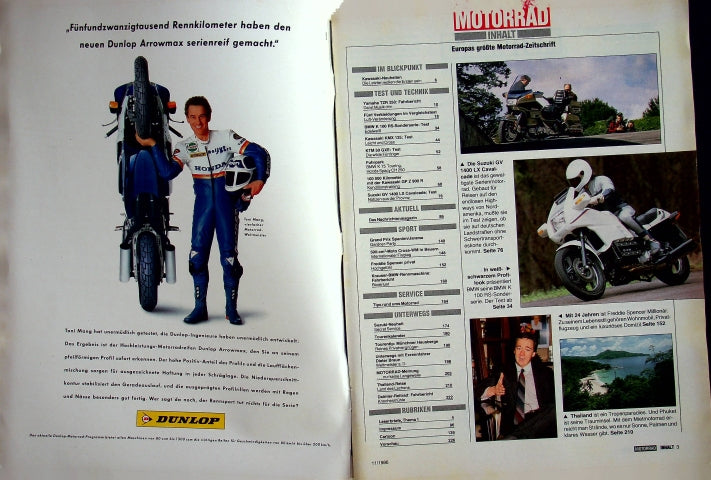 Inhaltsverzeichnis Motorrad 11/1986