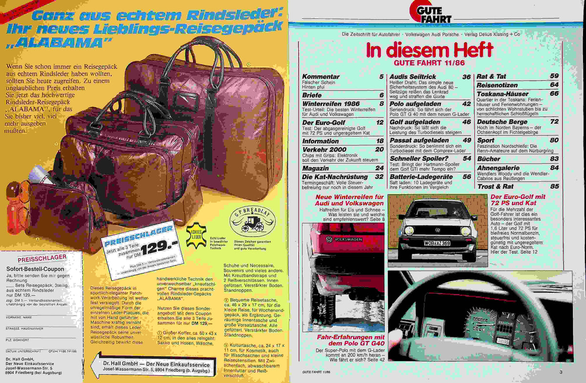 Inhaltsverzeichnis Gute Fahrt 11/1986