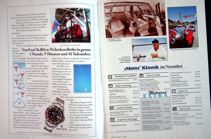 Inhaltsverzeichnis Motor Klassik 11/1987