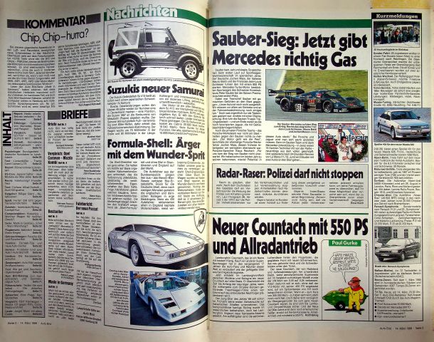Inhaltsverzeichnis Auto Bild 11/1988