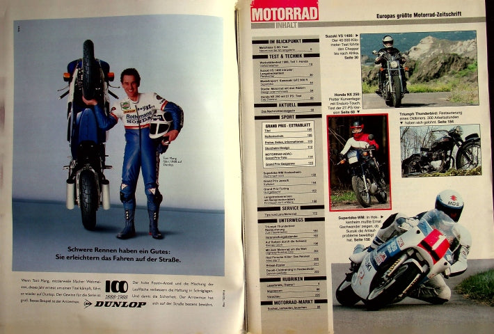 Inhaltsverzeichnis Motorrad 11/1988