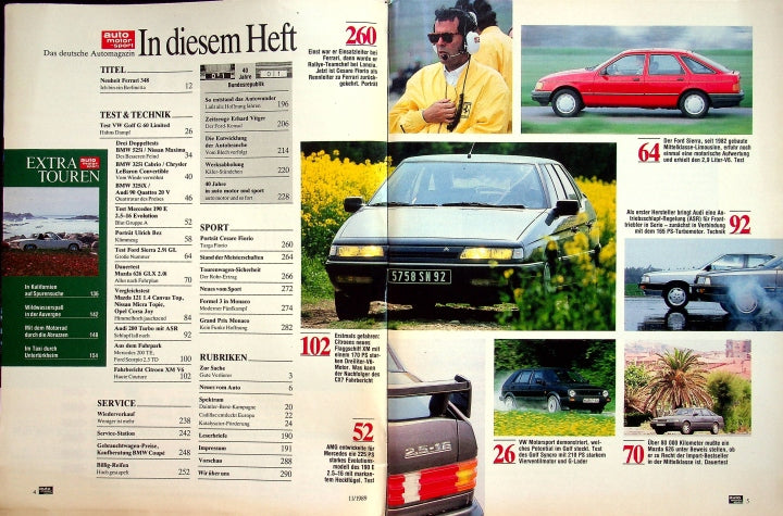 Inhaltsverzeichnis Auto Motor und Sport 11/1989
