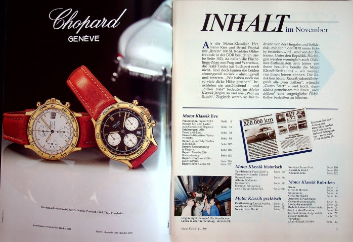 Inhaltsverzeichnis Motor Klassik 11/1989