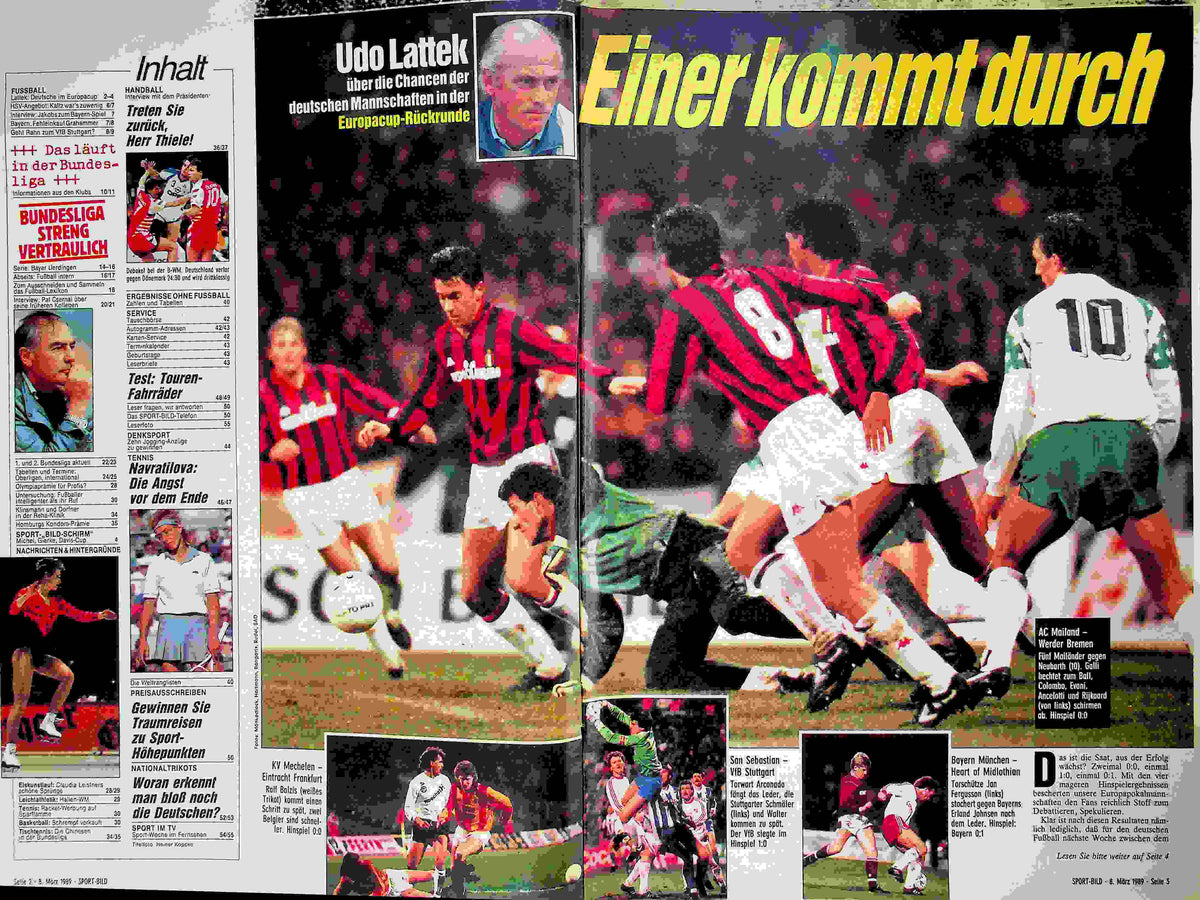 Inhaltsverzeichnis Sport Bild 11/1989
