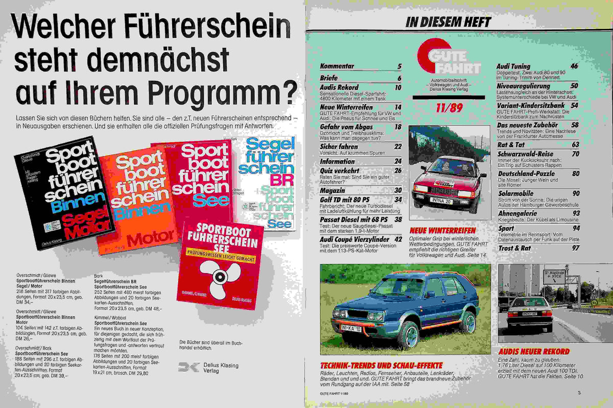 Inhaltsverzeichnis Gute Fahrt 11/1989
