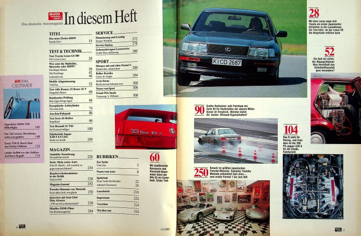 Inhaltsverzeichnis Auto Motor und Sport 11/1990