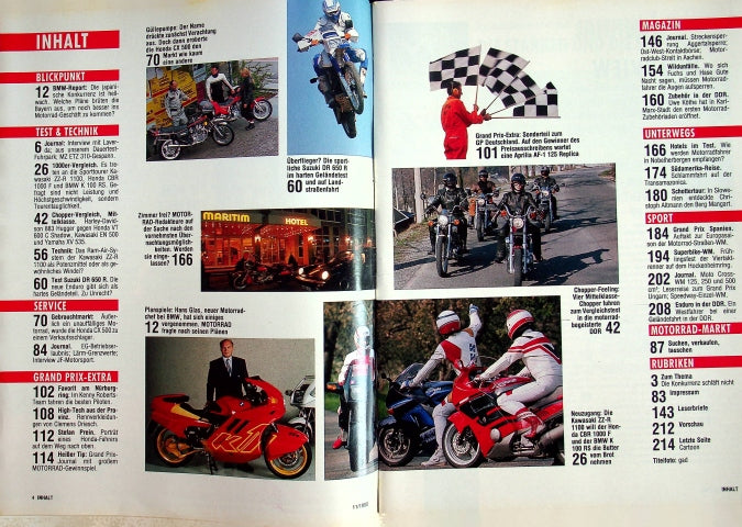 Inhaltsverzeichnis Motorrad 11/1990