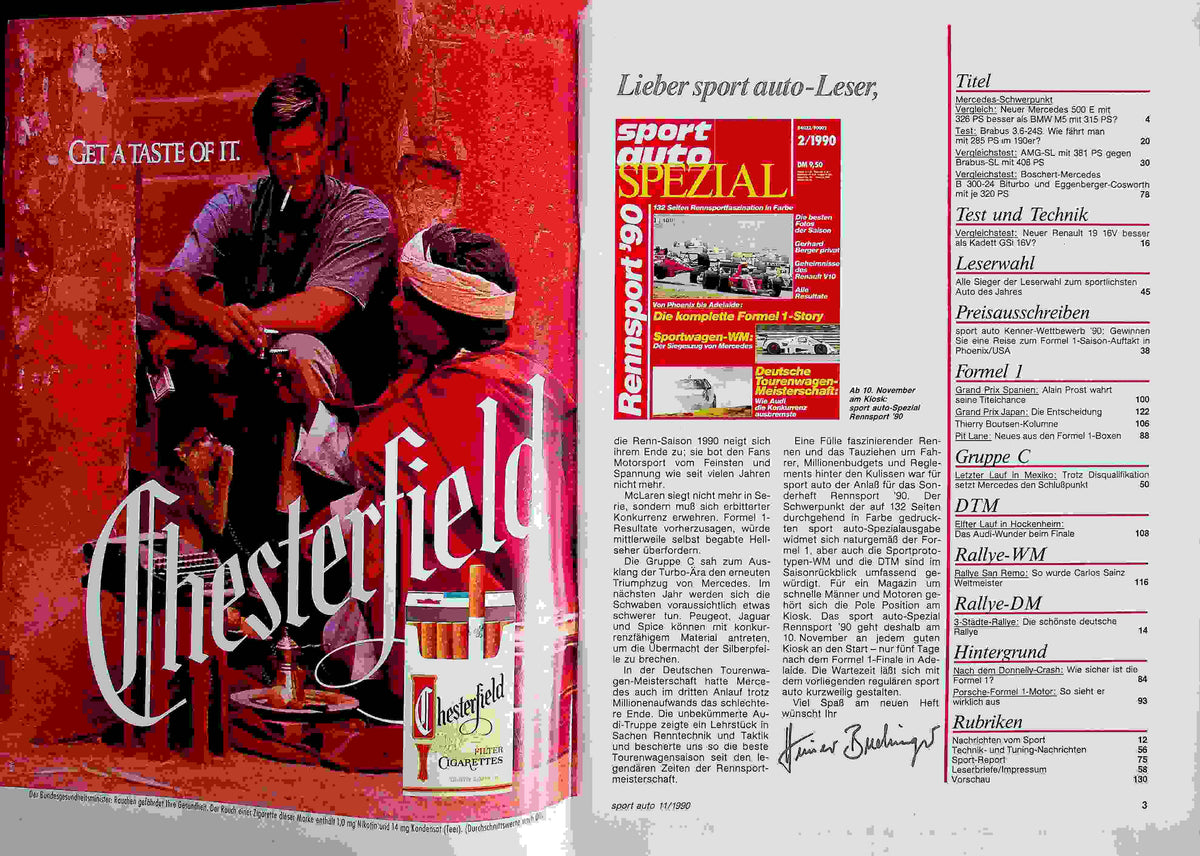 Inhaltsverzeichnis Sport Auto 11/1990