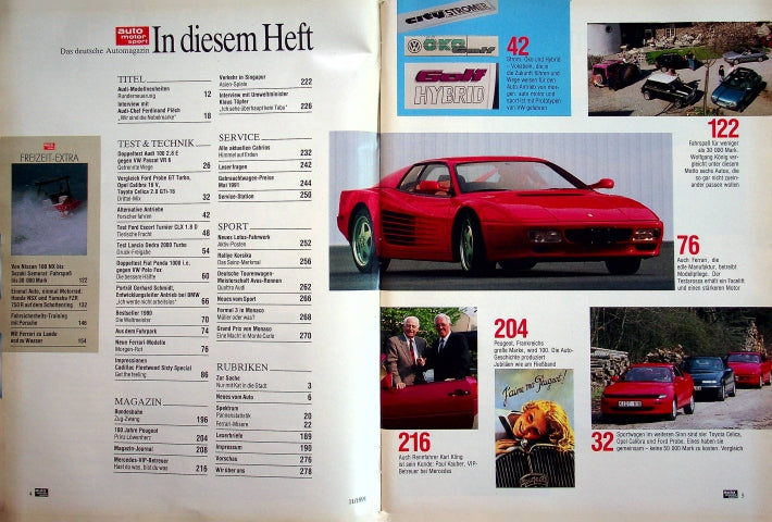 Inhaltsverzeichnis Auto Motor und Sport 11/1991