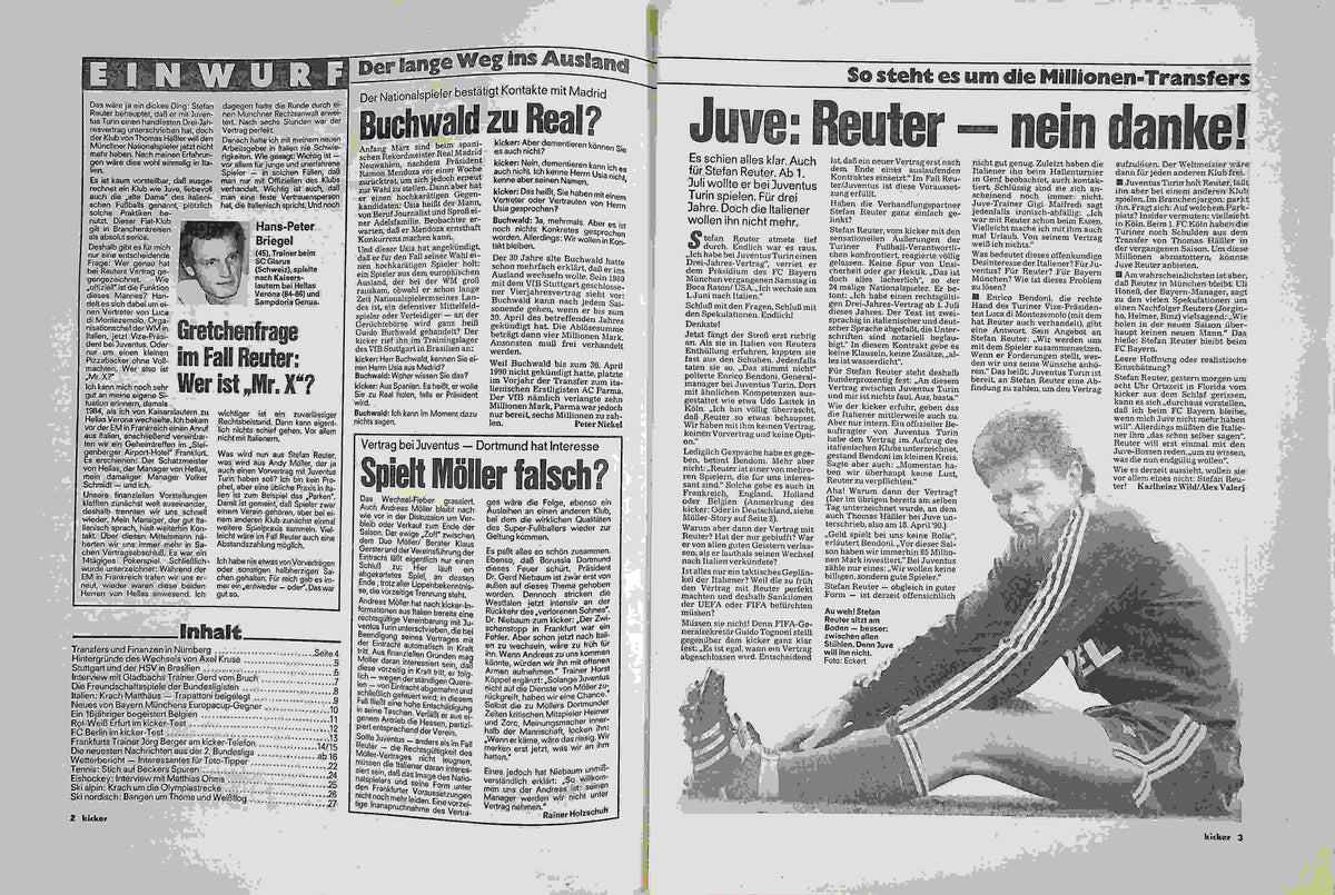 Inhaltsverzeichnis Kicker 11/1991