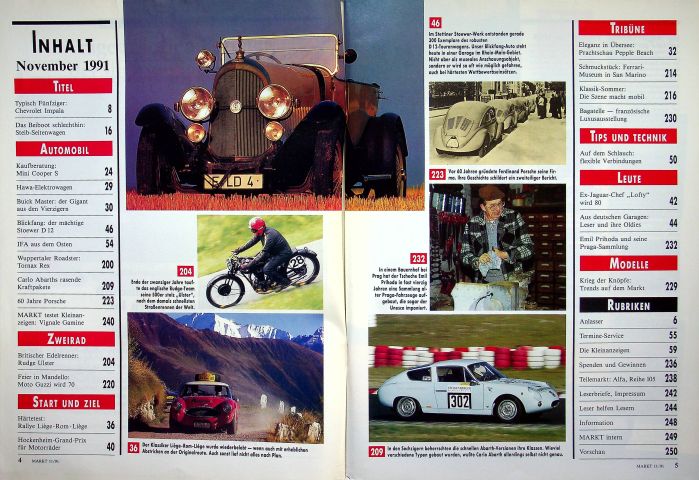 Inhaltsverzeichnis Oldtimer Markt 11/1991