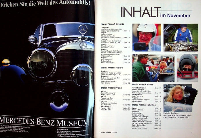 Inhaltsverzeichnis Motor Klassik 11/1991
