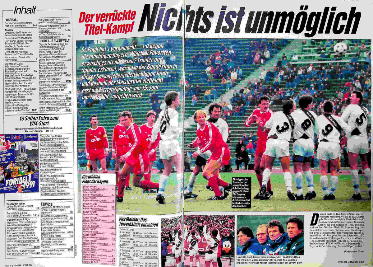 Inhaltsverzeichnis Sport Bild 11/1991