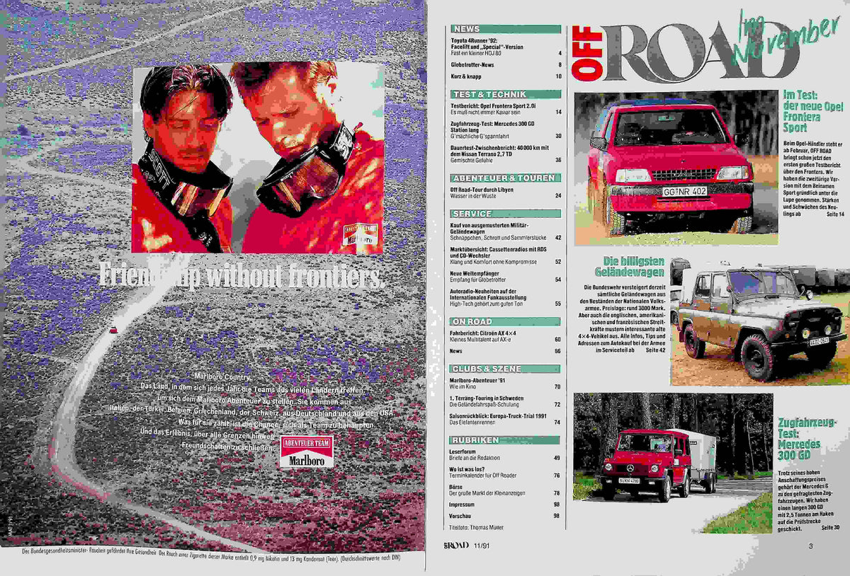Inhaltsverzeichnis Offroad 11/1991