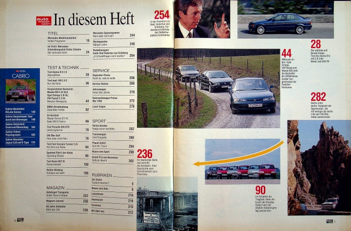 Inhaltsverzeichnis Auto Motor und Sport 11/1992