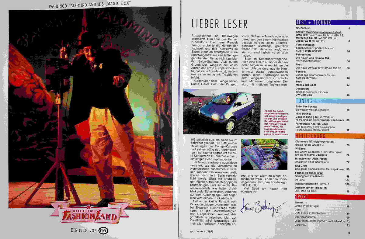 Inhaltsverzeichnis Sport Auto 11/1992